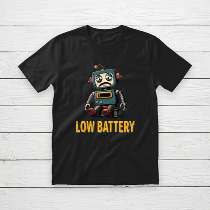 Low Battery Robot Graphic T-Shirt