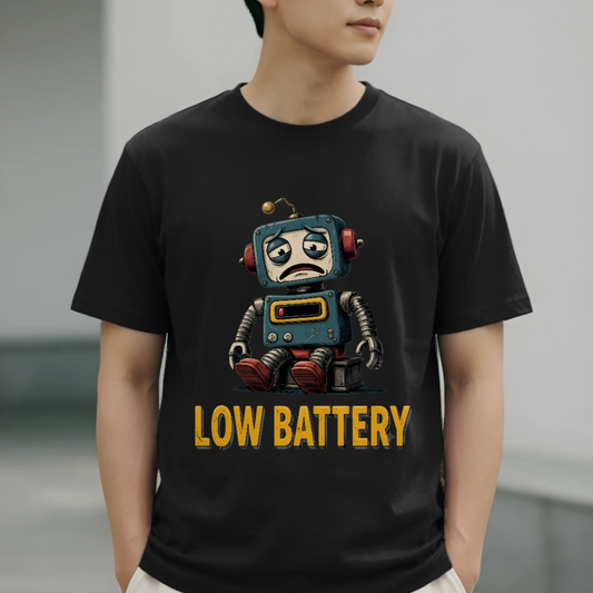 Low Battery Robot Graphic T-Shirt